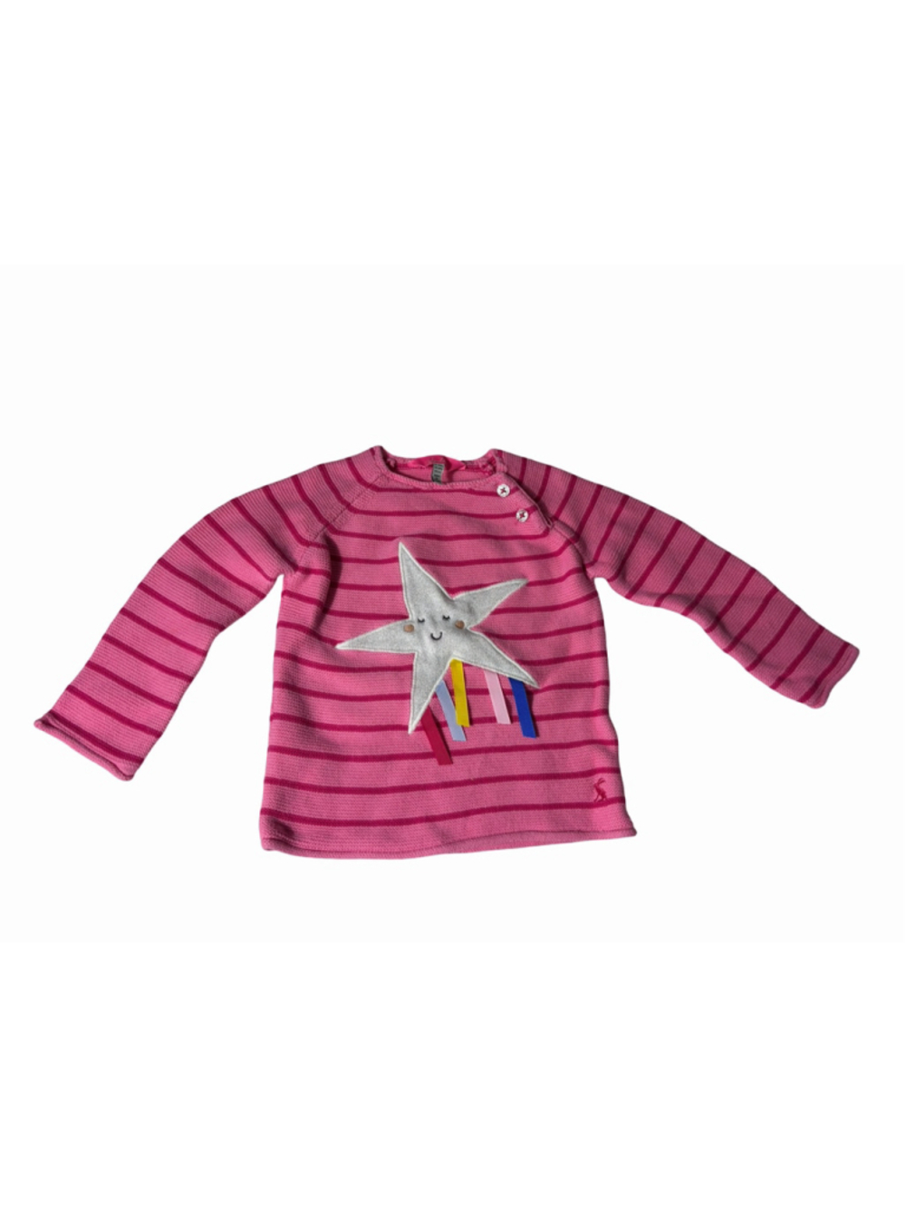 Joules Girls Pink Striped Shooting Star Knit Sweater 18-24 Months